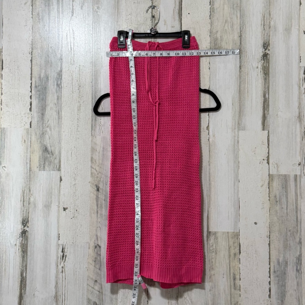Two Piece Pink Knit Maxi Skirt and Cropped Sleeveless Top Knit Cover Up - Picture 16 of 16